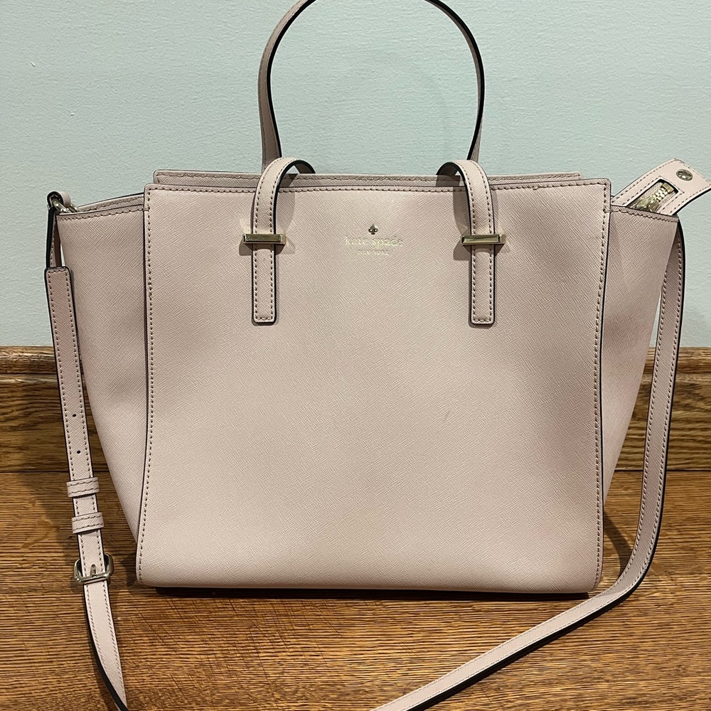 kate spade Blush Pink Saffiano Leather Tote with Crossbody Strap